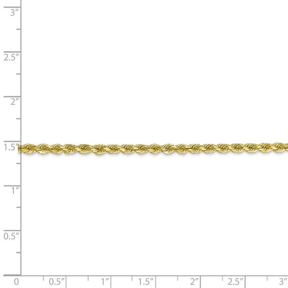 2.75mm 10k Yellow Gold Diamond Cut Solid Rope Chain Necklace, 20 Inch - Picture 5 of 8